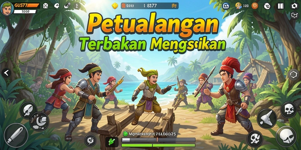 Tampilan layar utama GUS77 dengan aksi eksplorasi Open World.