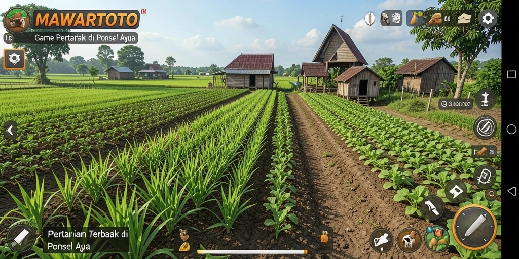 Screenshot permainan menunjukkan pengguna merawat tanaman di ladang.