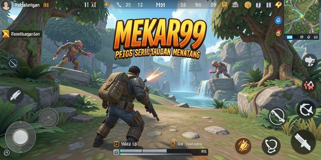 Tangkapan layar gameplay MEKAR99 menunjukkan aksi pertempuran yang intens dalam TPS.