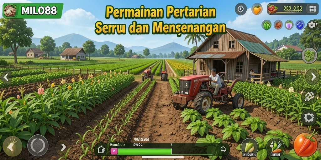 Tampilan gameplay <strong>MILO88</strong> yang menarik dan interaktif di dunia pertanian.