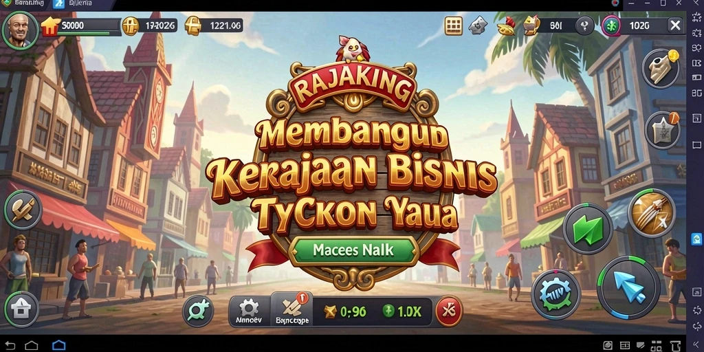 Tampilan gameplay RAJAKING yang menunjukkan strategi bisnis dalam Tycoon.