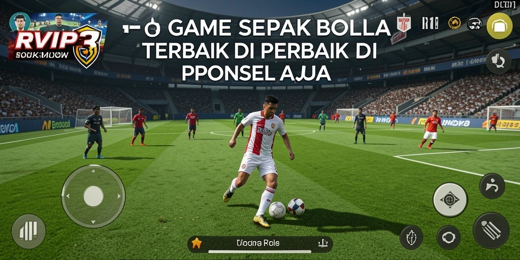 Tampilan dinamis gameplay RVIP3 dengan aksi sepak bola intens.