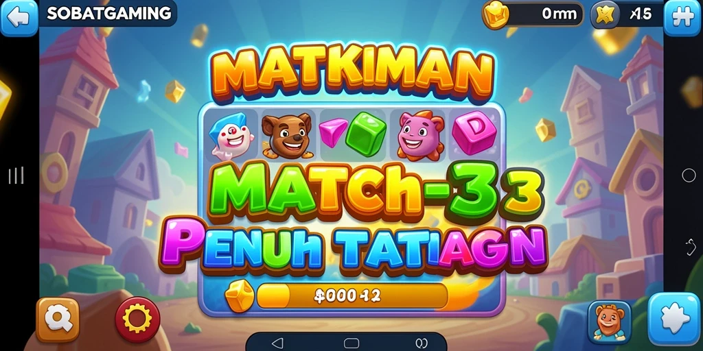 Tampilan menarik dari gameplay SOBATGAMING Match-3 yang seru.
