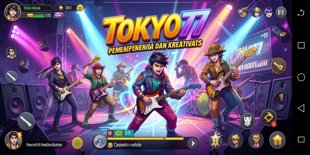 Tampilan gameplay TOKYO77 yang seru saat memainkan lagu-lagu favorit.